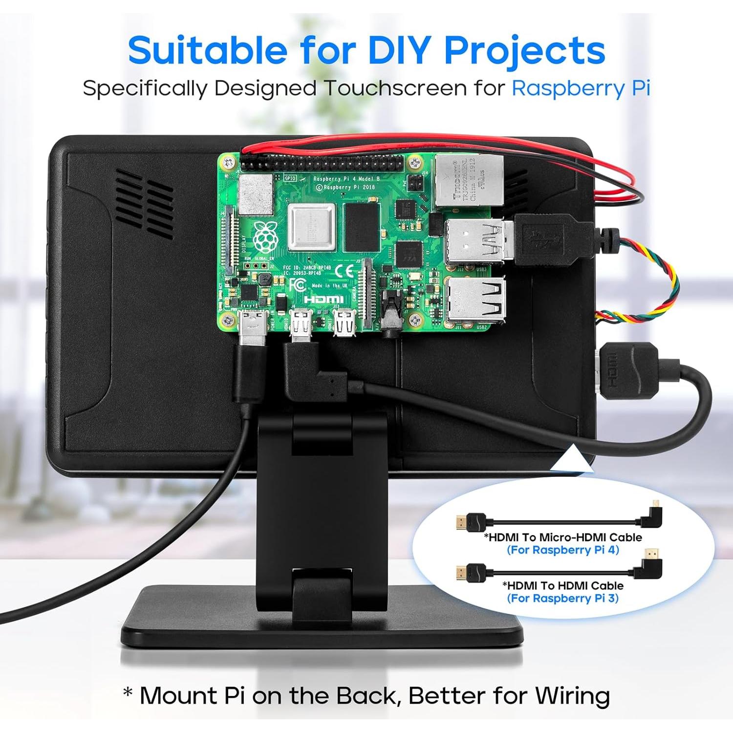 Monitor Táctil 10.1" ROADOM FHD para Raspberry Pi