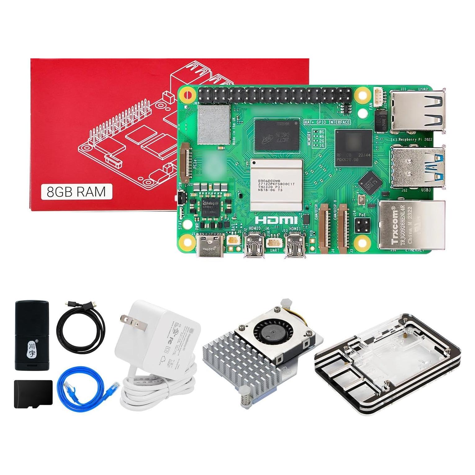Kit de Inicio Yahboom Pi 5 8GB con Adaptador 27W y Enfriamiento