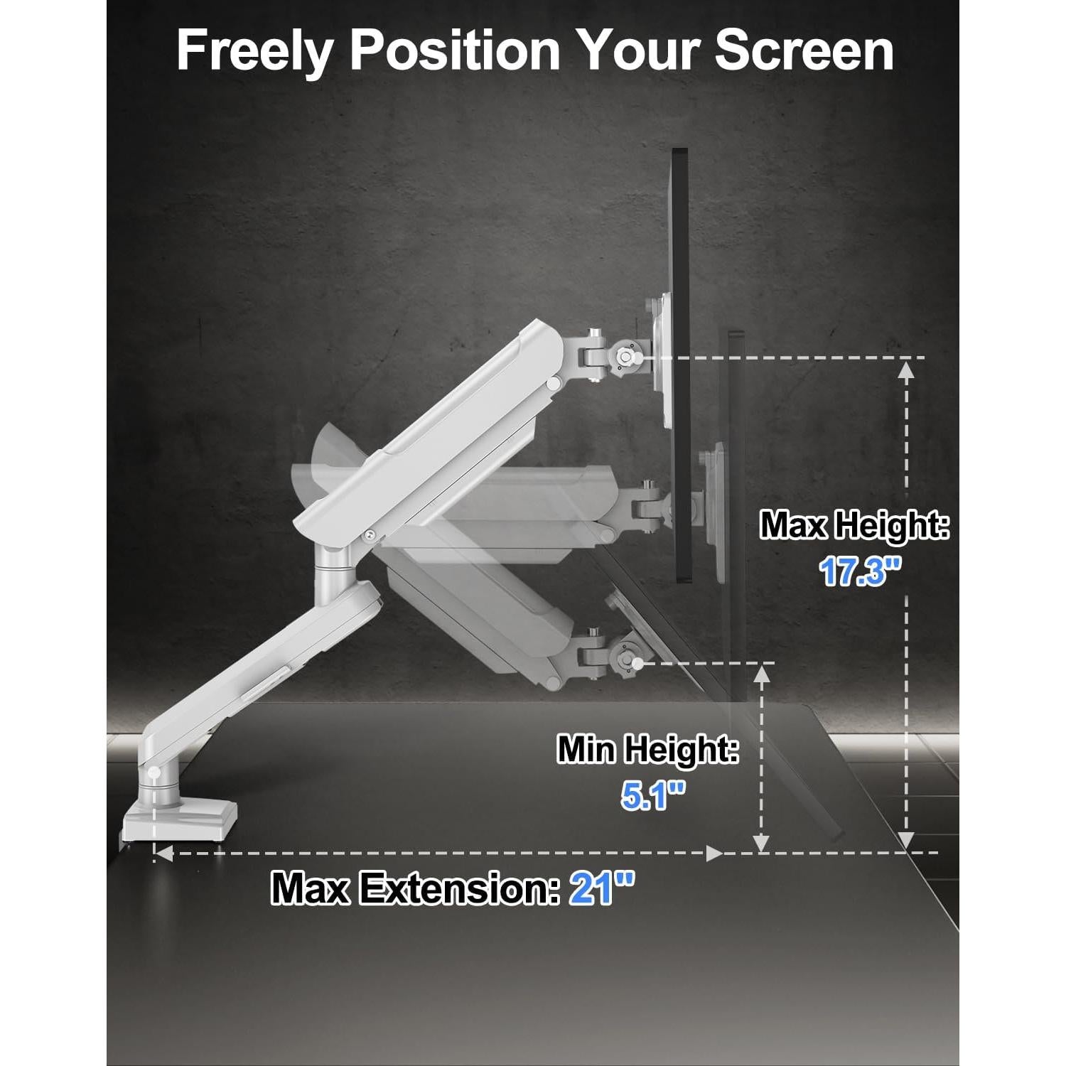 Soporte de Monitor ErgoFocus para Pantallas de 32" Blanco