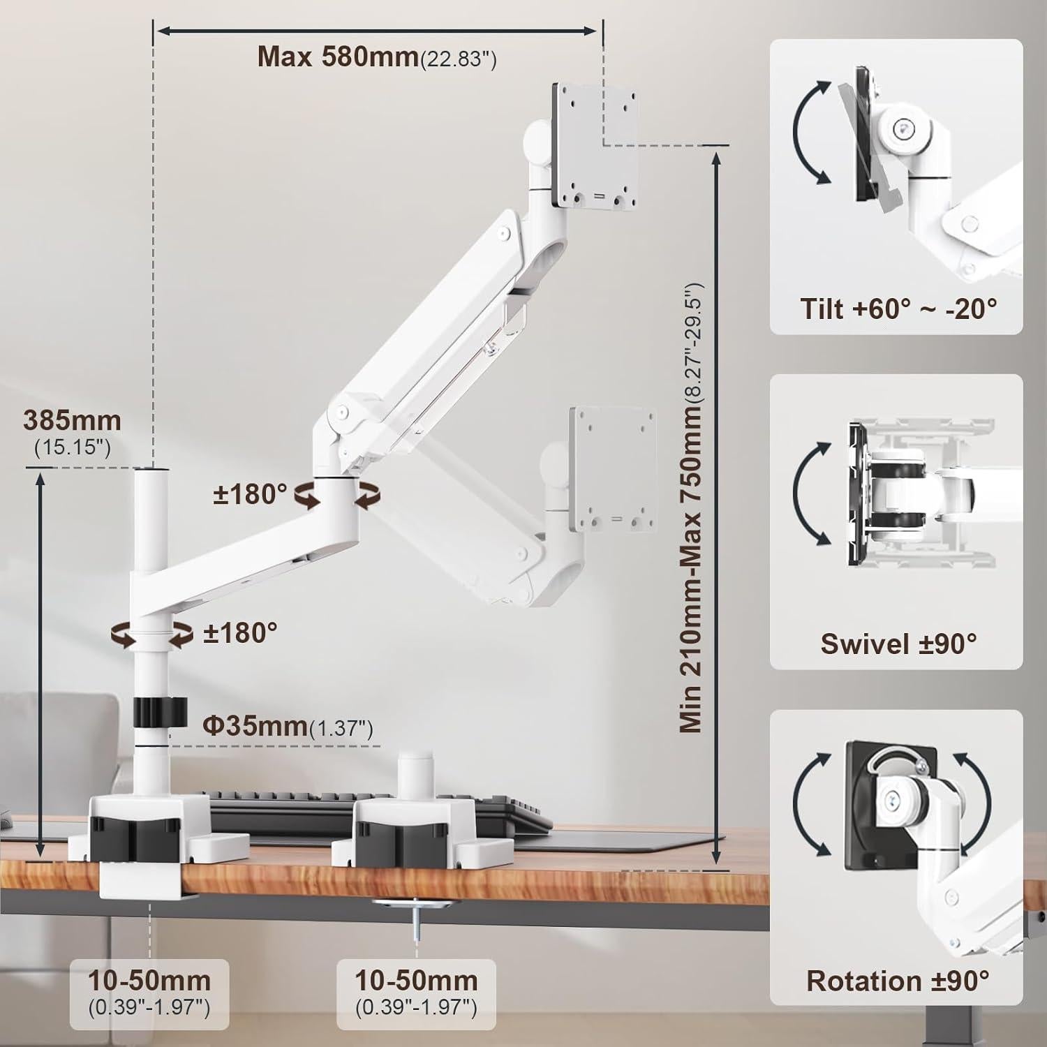 Soporte de Monitor Putilsen 24-57" Blanco VESA 75-200mm