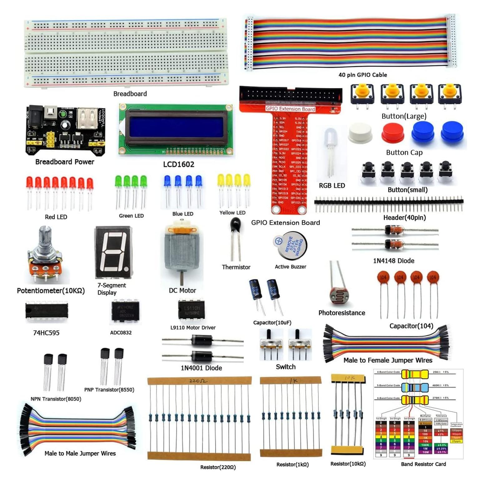 Kit de Inicio Adeept para Raspberry Pi 4/3/2 con LCD1602 y Manual