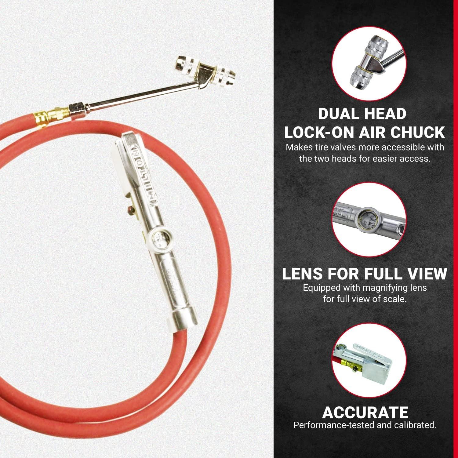 Inflador de Neumáticos Milton 553 con Manómetro y Manguera 1.52m