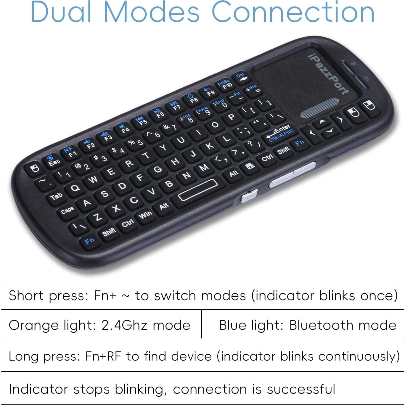 Teclado Mini Inalámbrico UNISEN con Touchpad 15x7cm