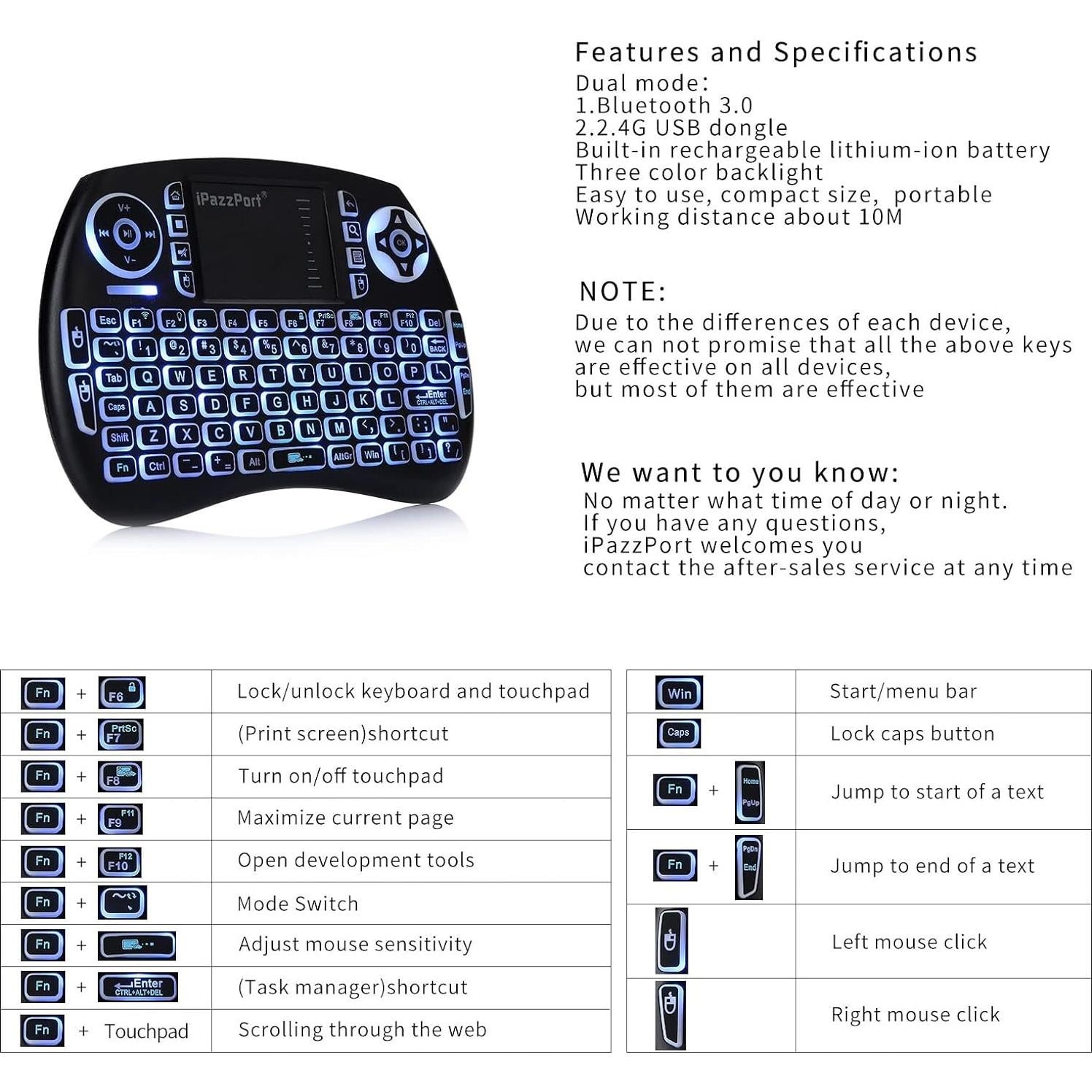 Teclado Mini Bluetooth UNISEN KP-21SM Retroiluminado