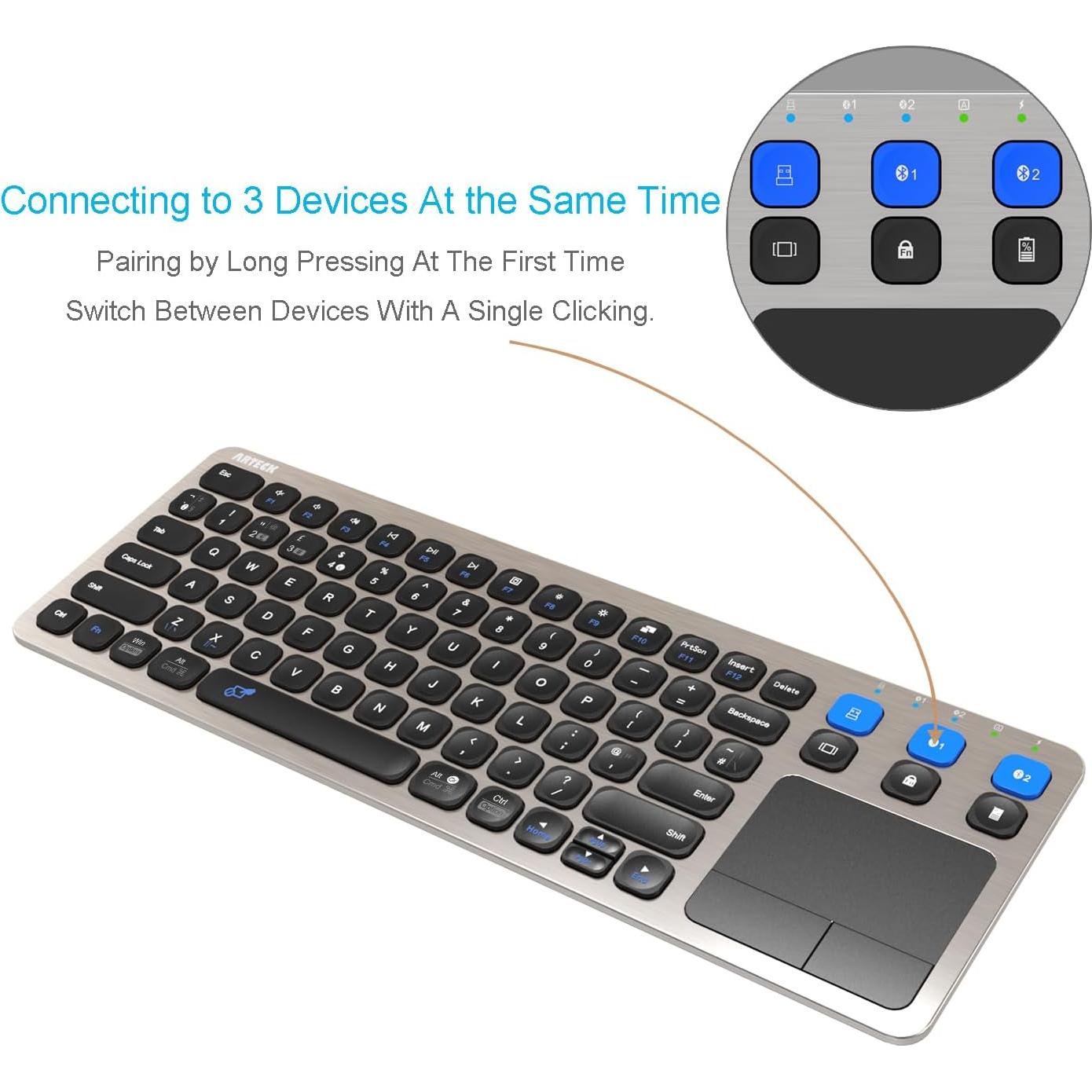 Teclado Inalámbrico Arteck HD197 con Touchpad y Control de Medios