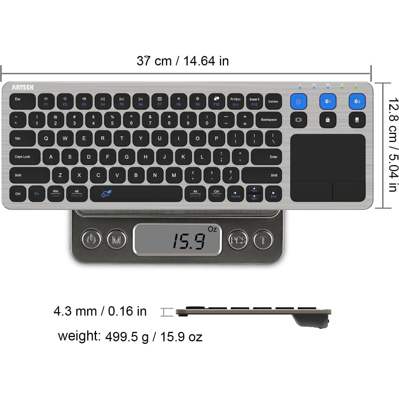 Teclado Inalámbrico Arteck HD197 con Touchpad y Control de Medios