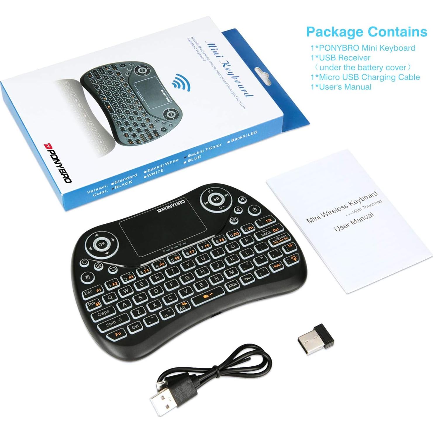 Teclado Inalámbrico PONYBRO T2 con Touchpad y RGB