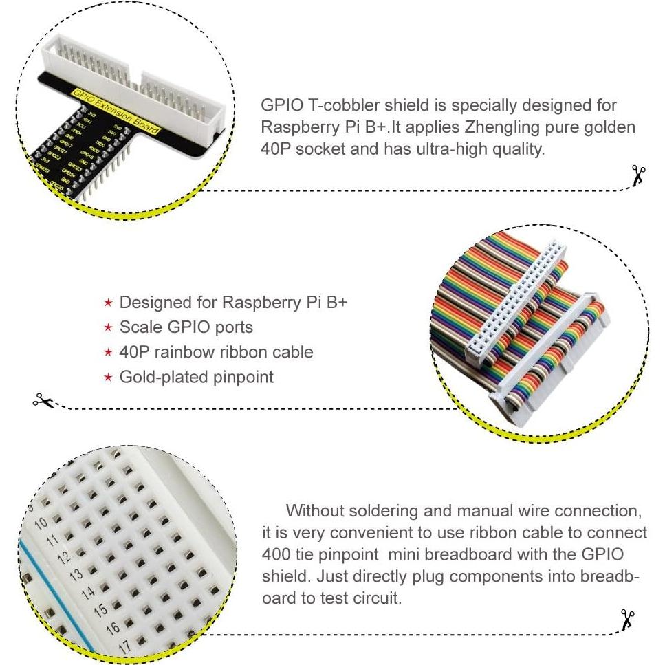 Kit de Expansión GPIO Keyestudio para Raspberry Pi - Cable y Protoboard