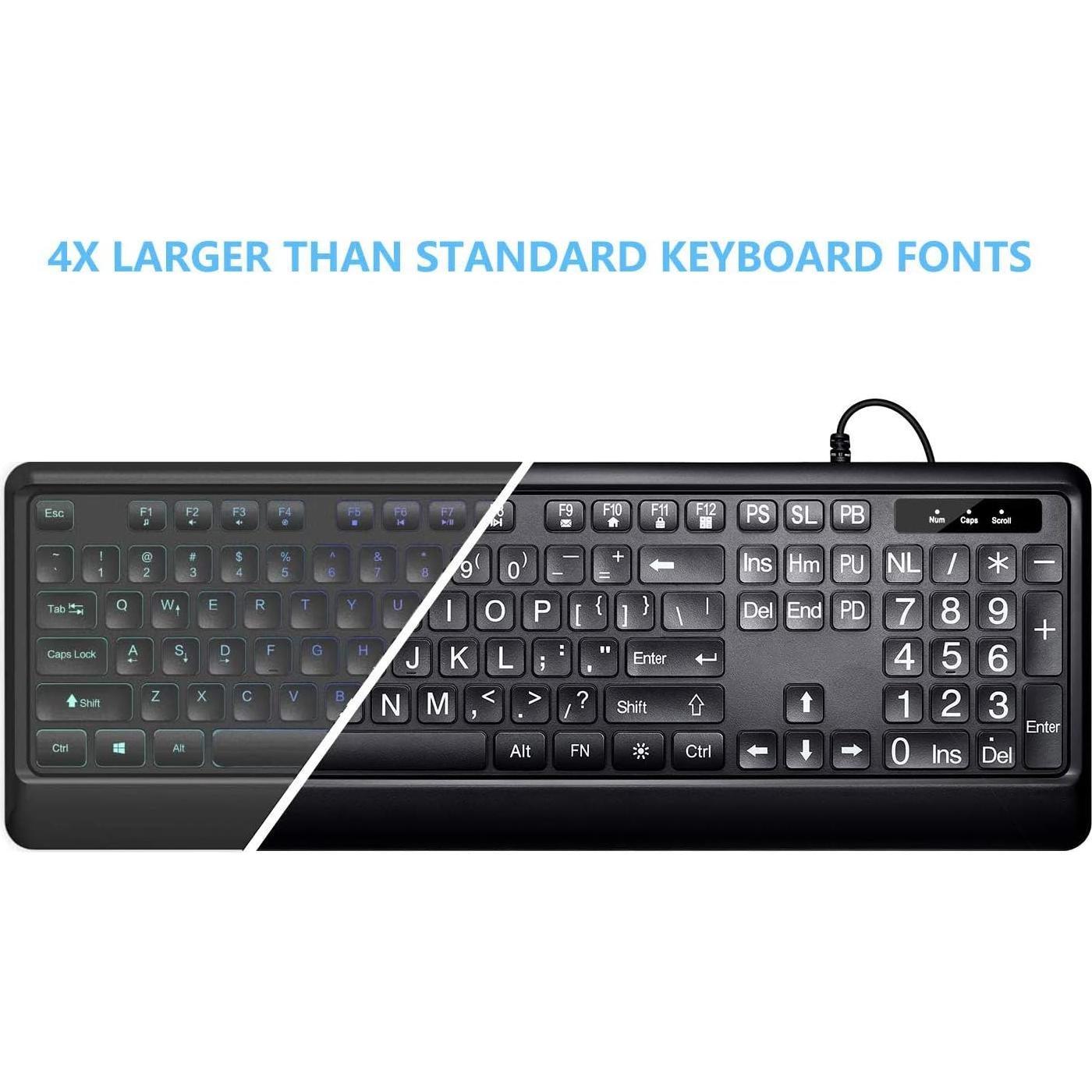 Teclado USB Retroiluminado KOPJIPPOM Grande 104 Teclas