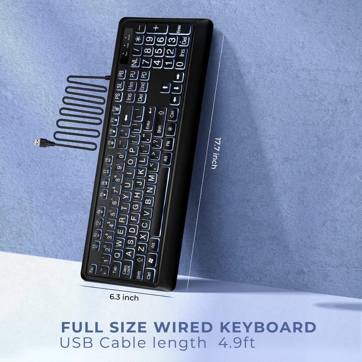 Teclado USB Retroiluminado KOPJIPPOM Grande 104 Teclas