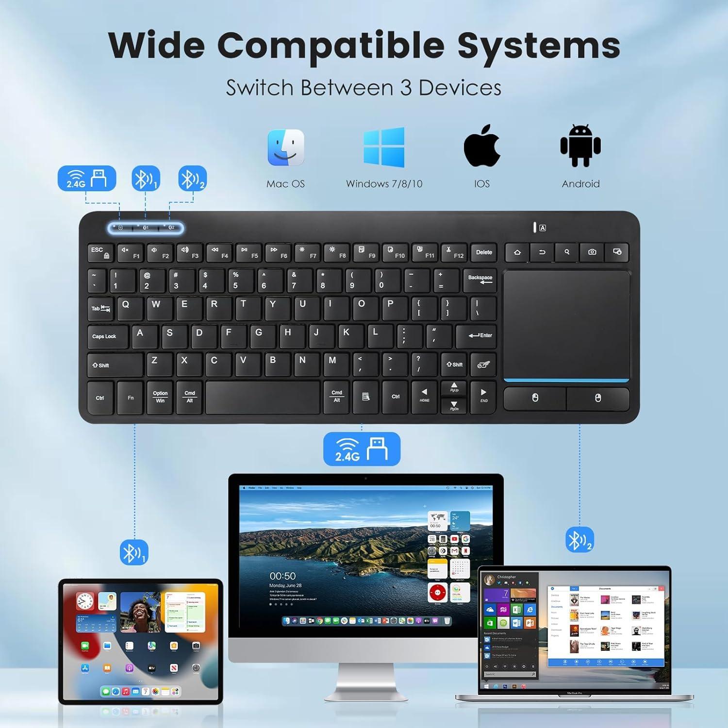 Teclado Inalámbrico Bluetooth Bnnwa con Touchpad Multidispositivo