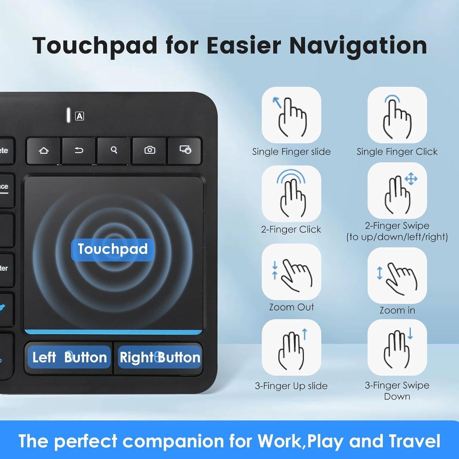 Teclado Inalámbrico Bluetooth Bnnwa con Touchpad Multidispositivo