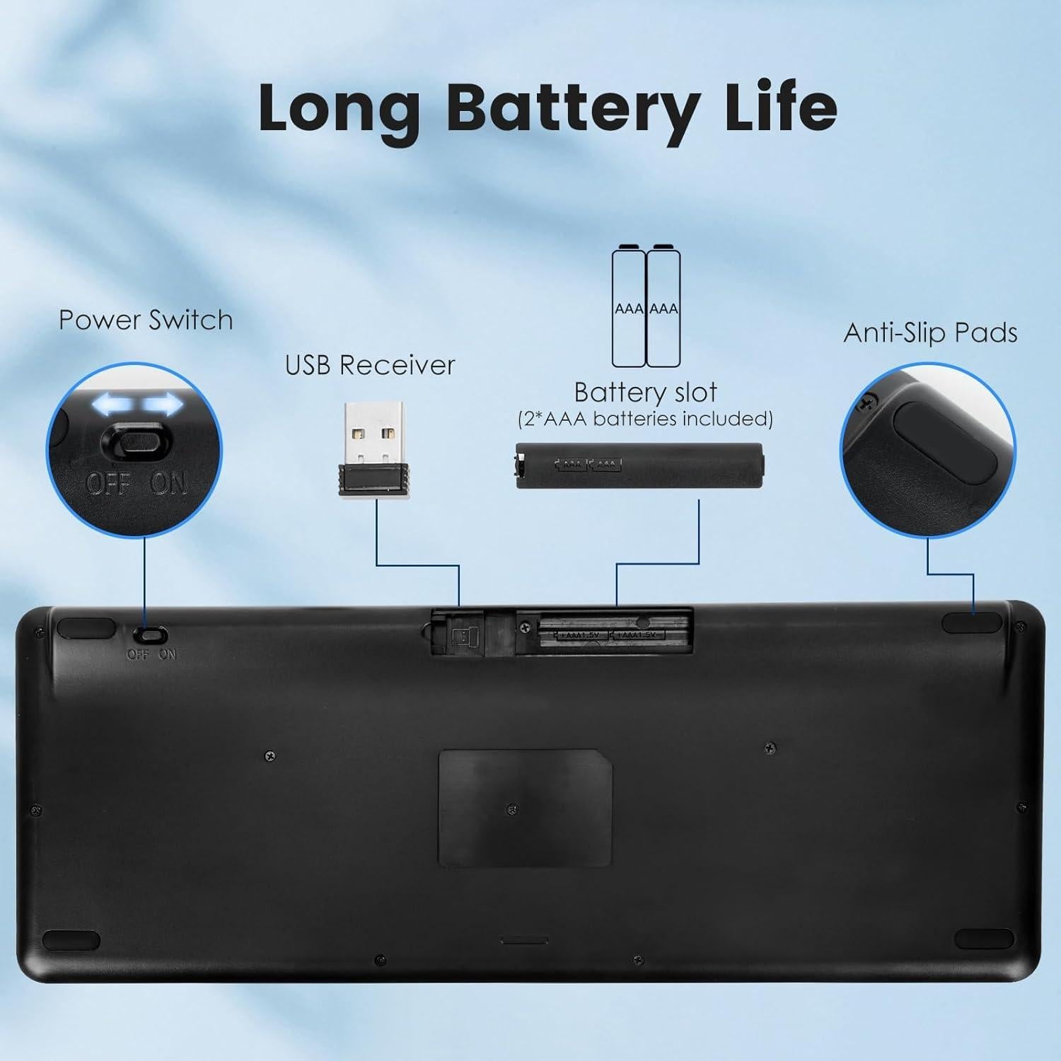 Teclado Inalámbrico Bluetooth Bnnwa con Touchpad Multidispositivo