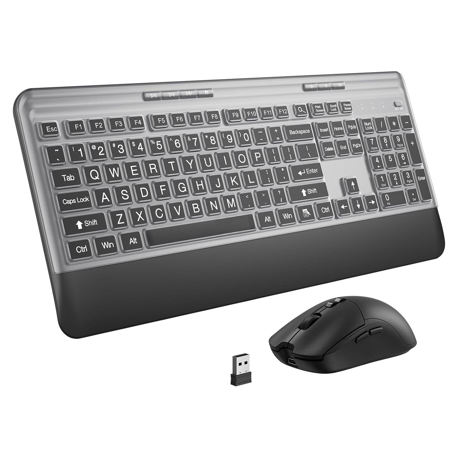 Combo Teclado y Ratón Inalámbrico KOPJIPPOM Silencioso