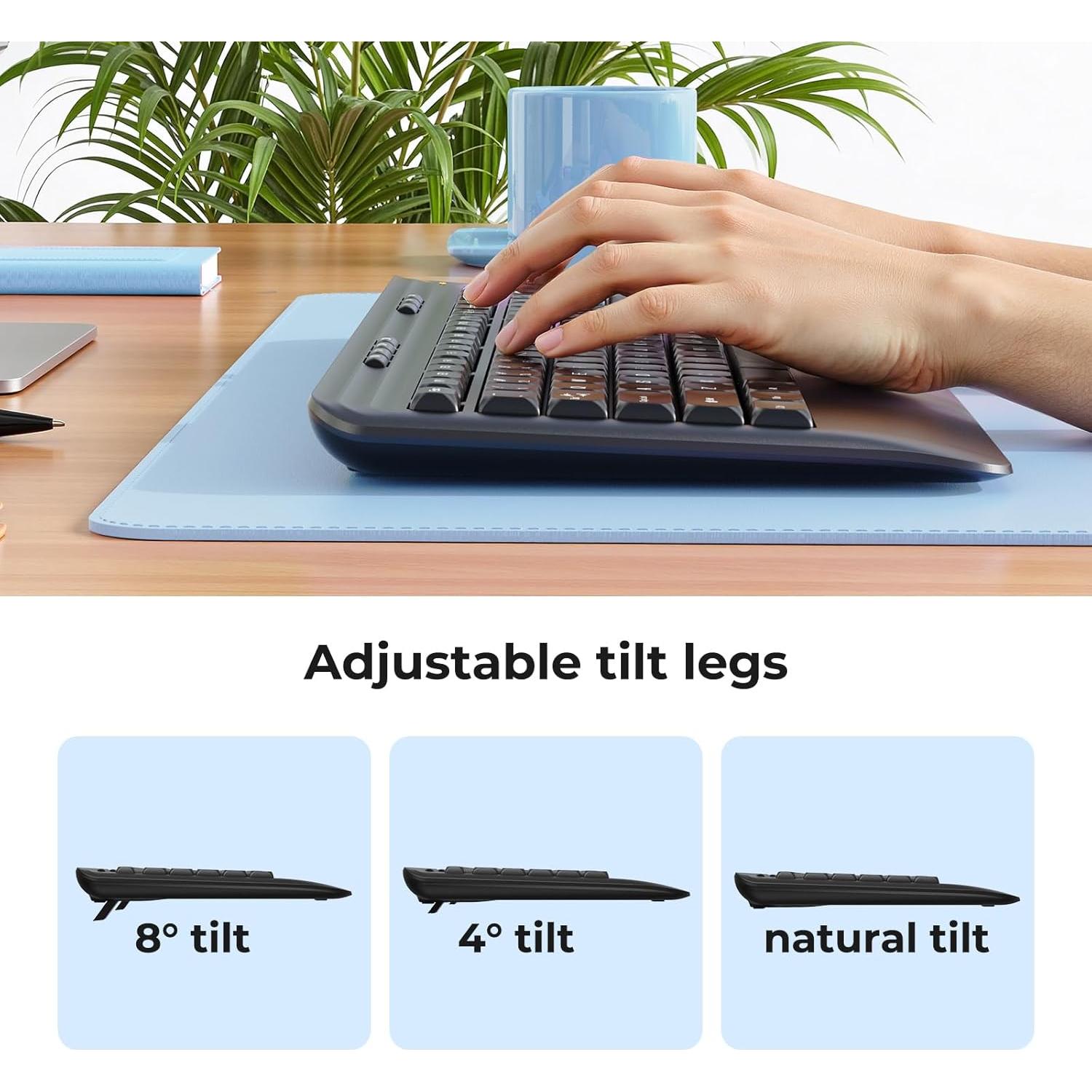 Combo Teclado y Ratón Inalámbrico KOPJIPPOM Silencioso