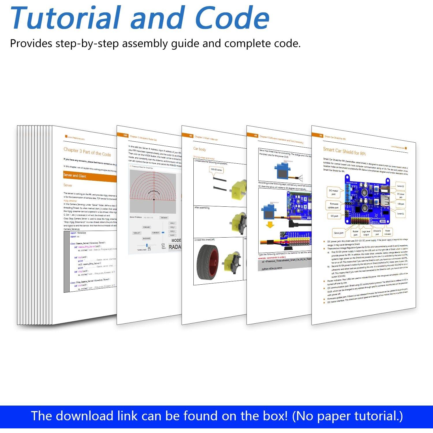 Kit Coche Inteligente Freenove para Raspberry Pi 5/4B/3B+ - Modo Video/Radar