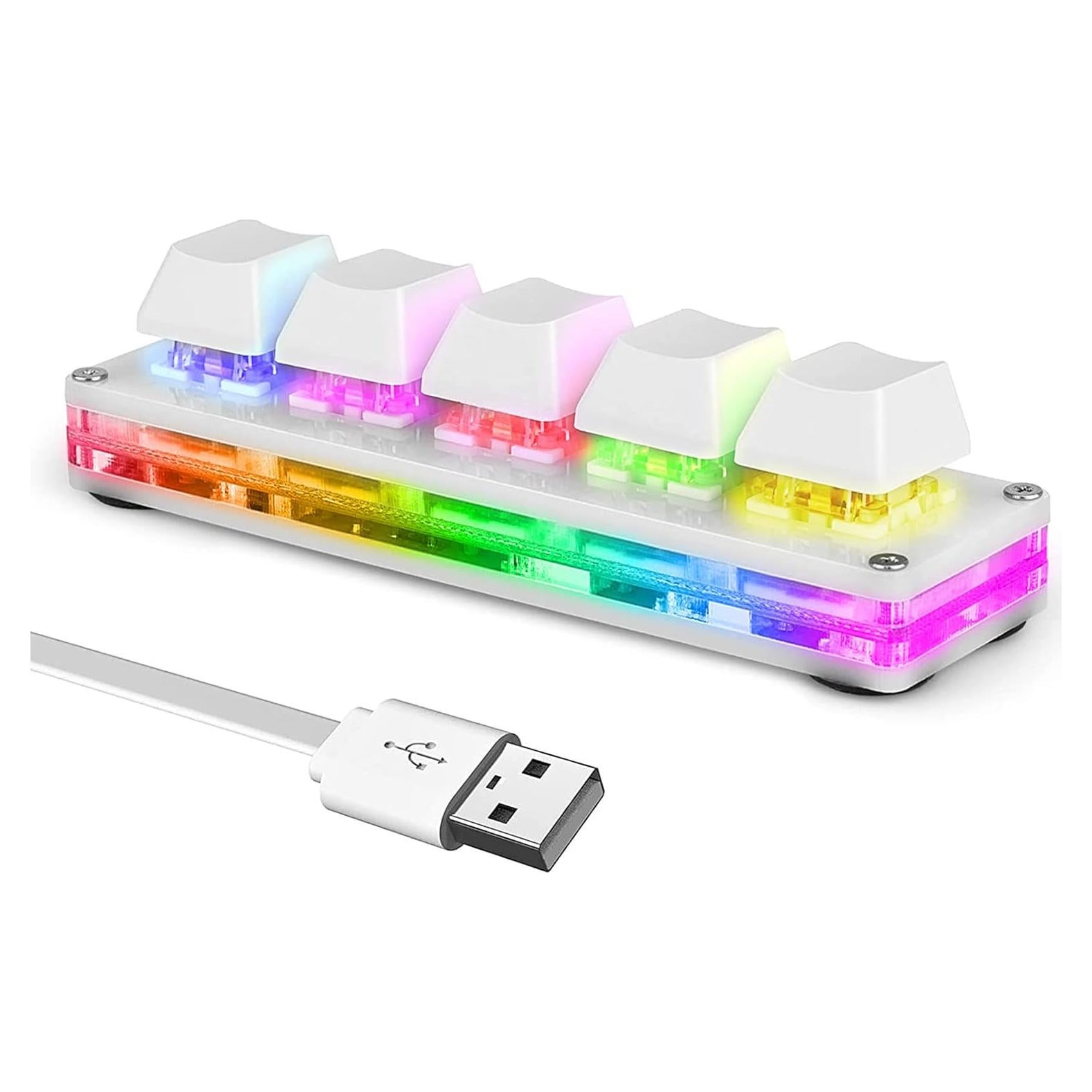 Teclado Mecánico Mini Ecarke 5 Teclas RGB USB para Gaming
