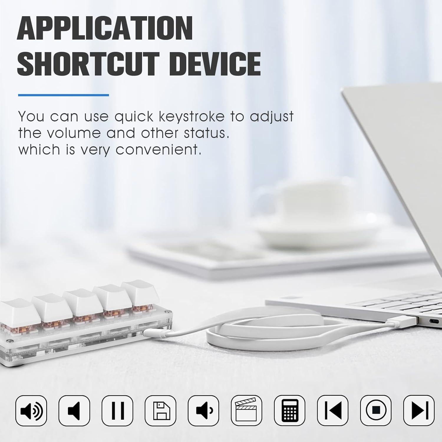 Teclado Mecánico Mini Ecarke 5 Teclas RGB USB para Gaming