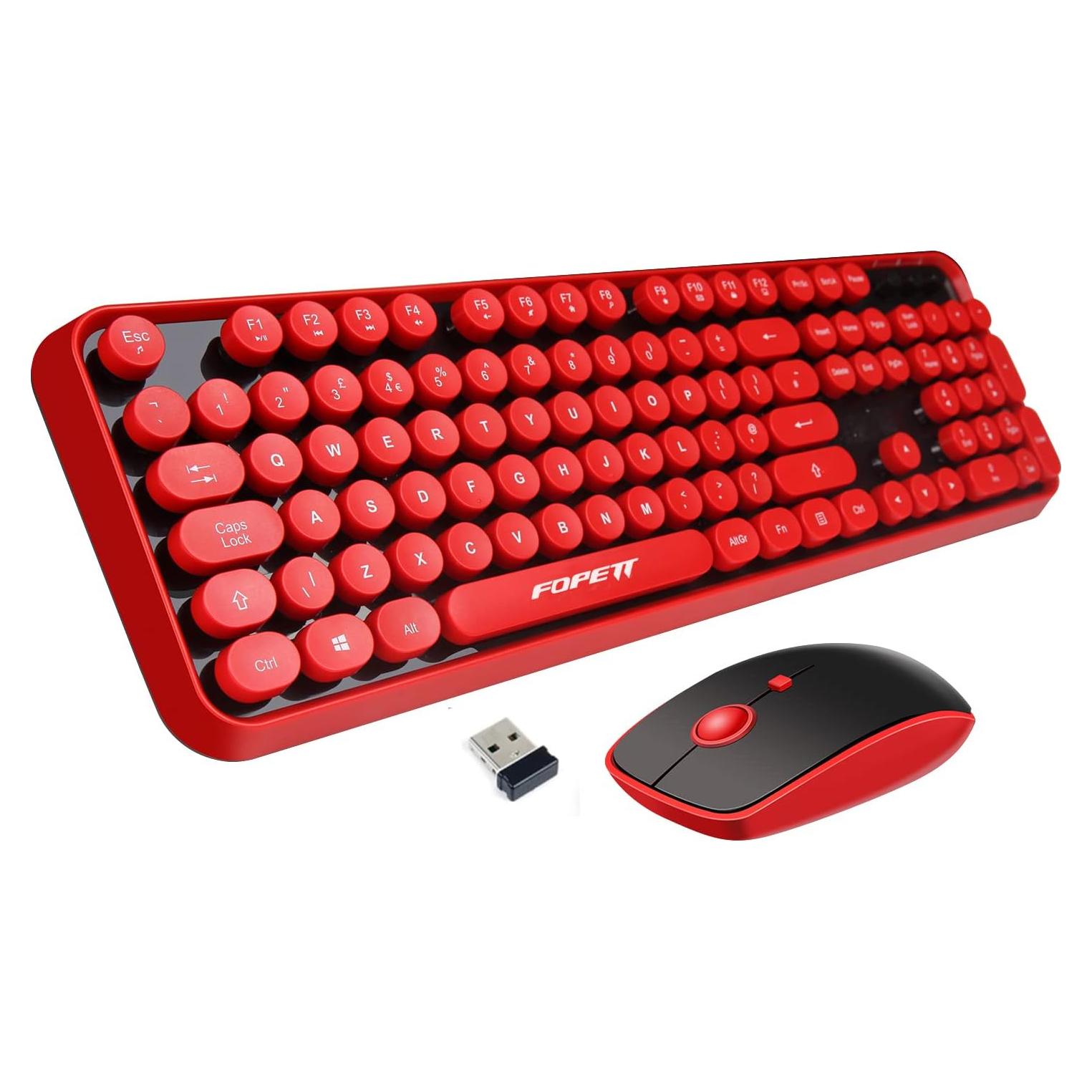 Combo Teclado y Ratón Inalámbrico FOPETT 104 Teclas Colorido