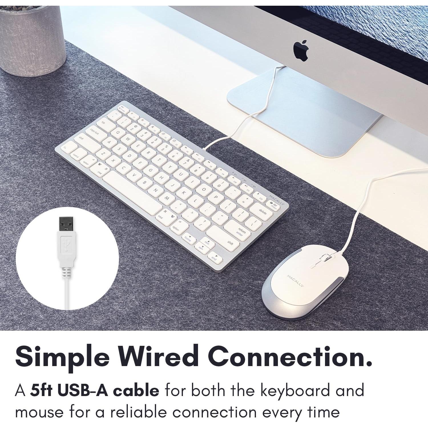 Combo Teclado y Ratón USB Macally Slim - Plata