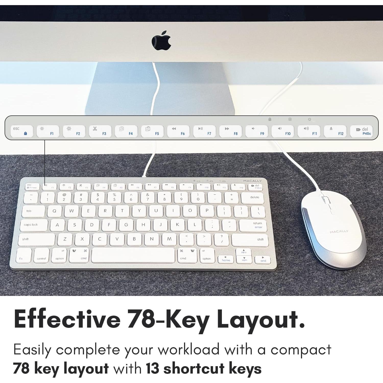 Combo Teclado y Ratón USB Macally Slim - Plata