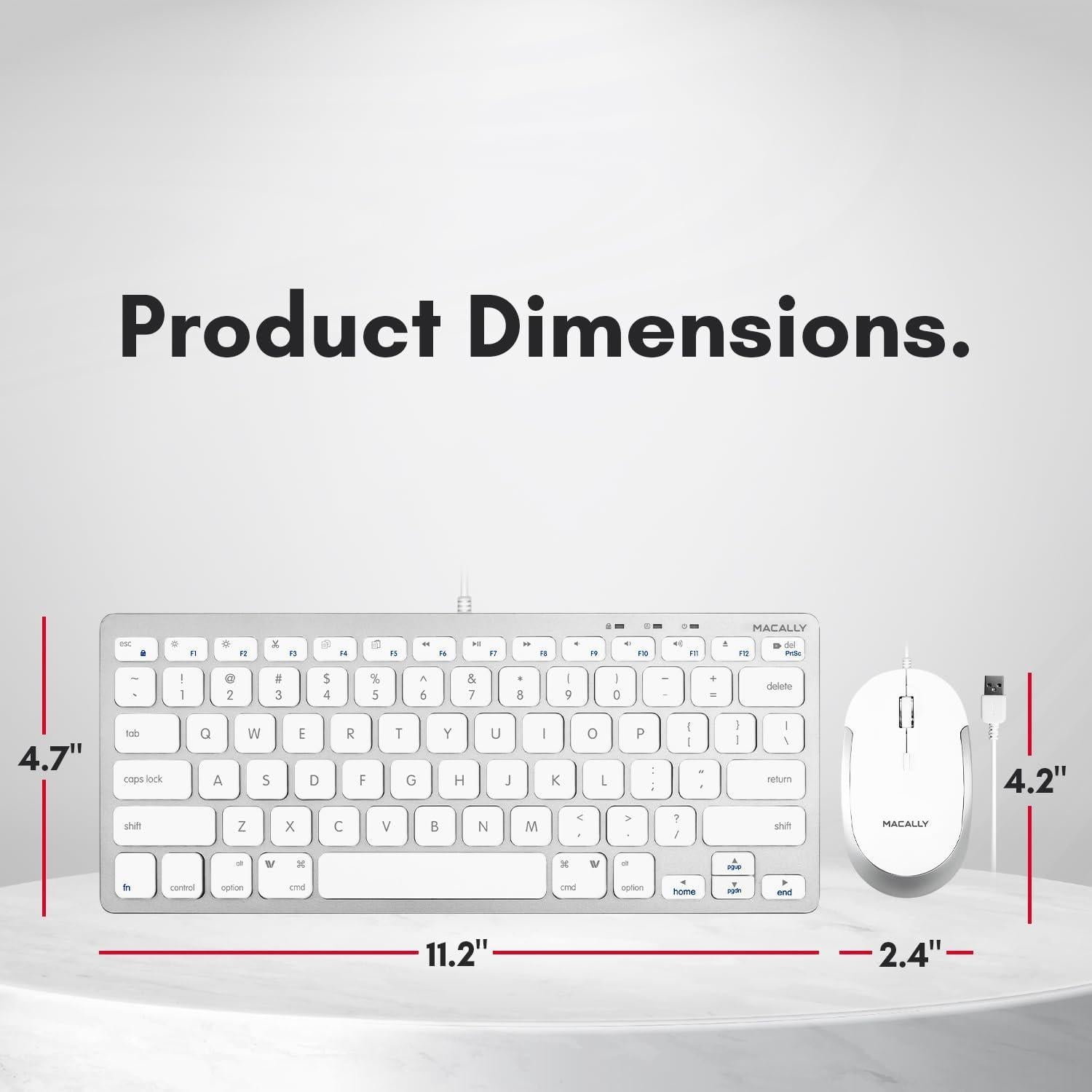 Combo Teclado y Ratón USB Macally Slim - Plata