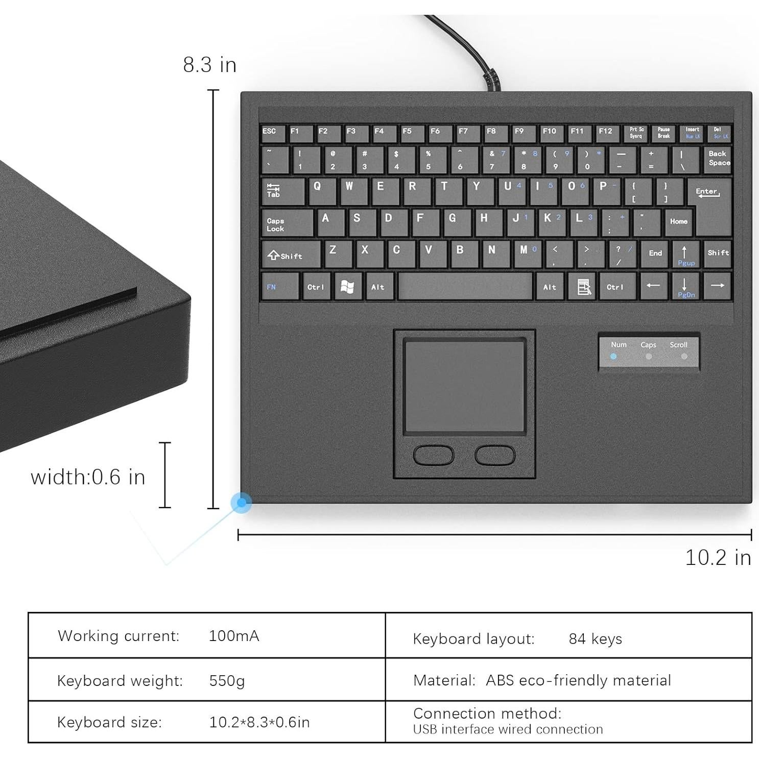 Teclado Industrial Impermeable E-SDS USB Touchpad 84ks