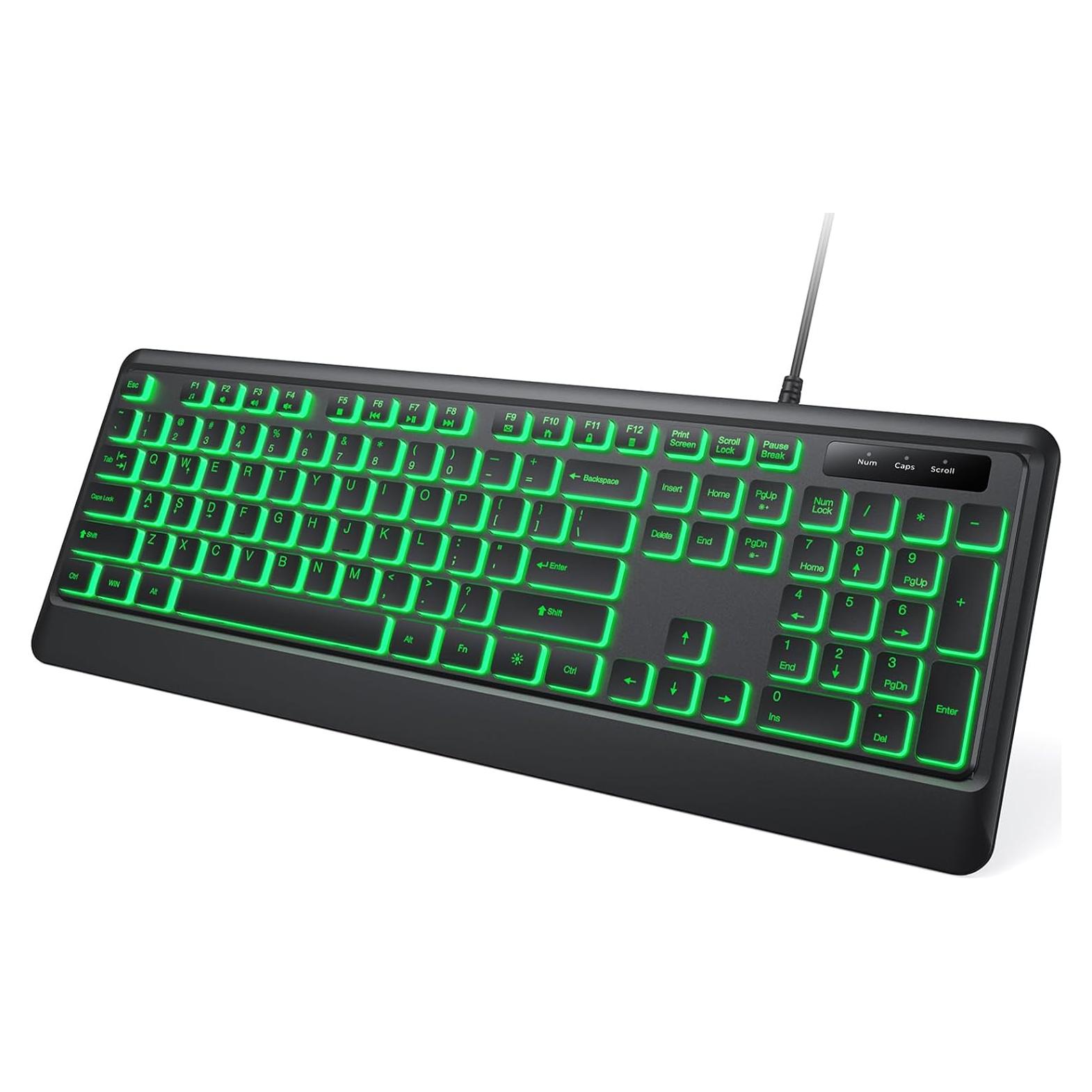 Teclado USB KOPJIPPOM Retroiluminado 7 Colores Tamaño Completo