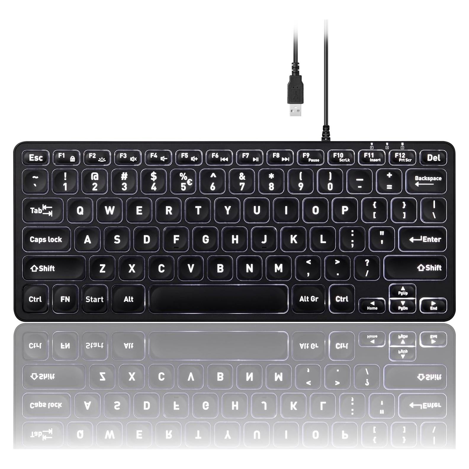 Teclado USB Retroiluminado Perixx PERIBOARD-332 Mini