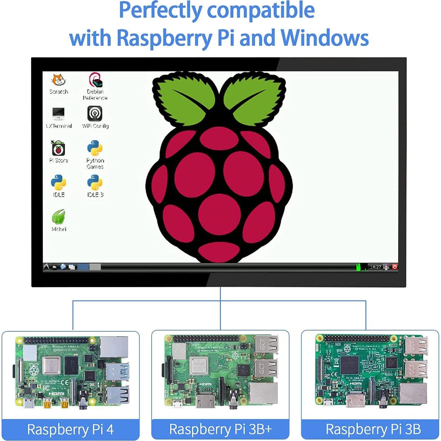 Monitor Táctil 10.1" Hengmiao para Raspberry Pi HD 1024x600