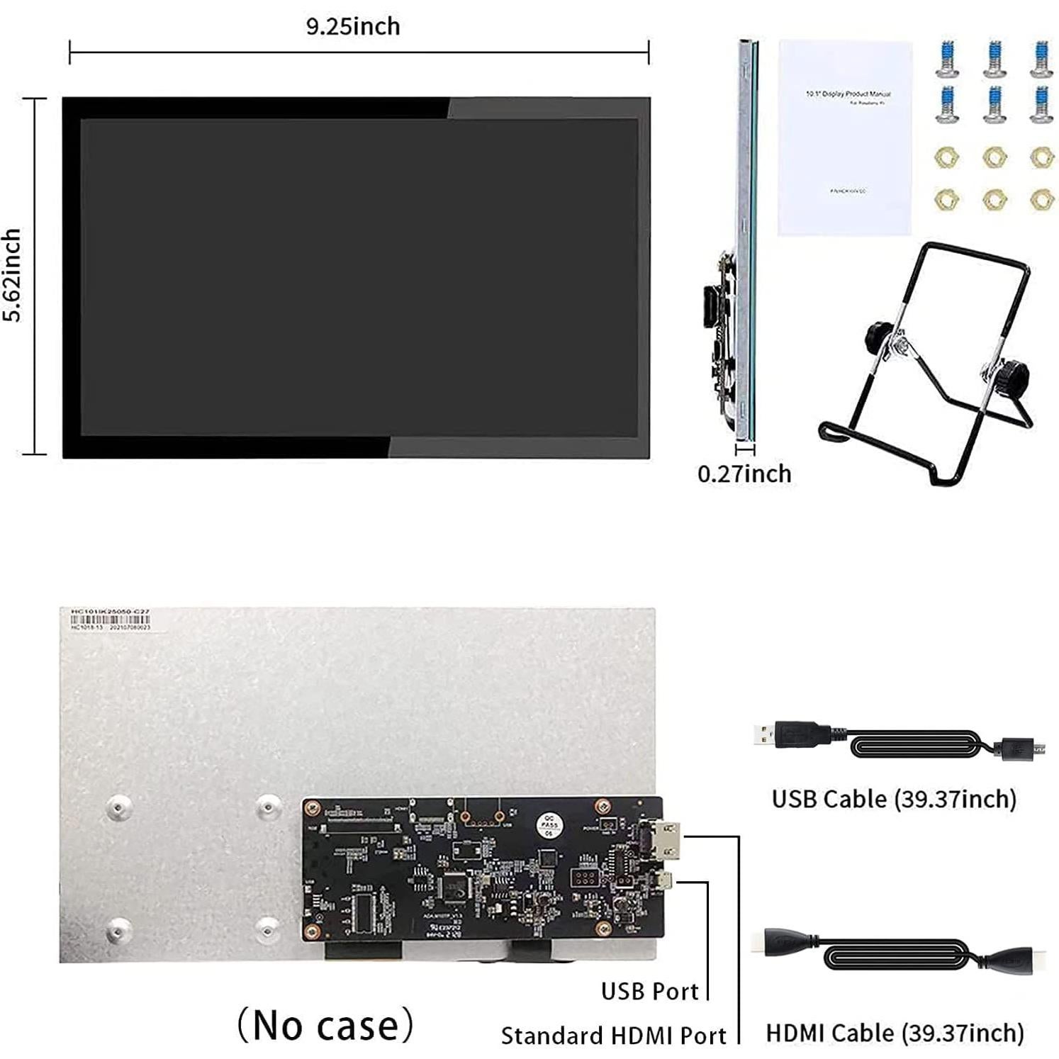 Monitor Táctil 10.1" Hengmiao para Raspberry Pi HD 1024x600