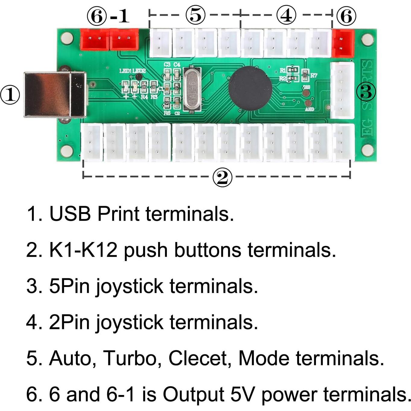 Kit de Cabina de Juegos Arcade EG STARTS con Joystick y LED