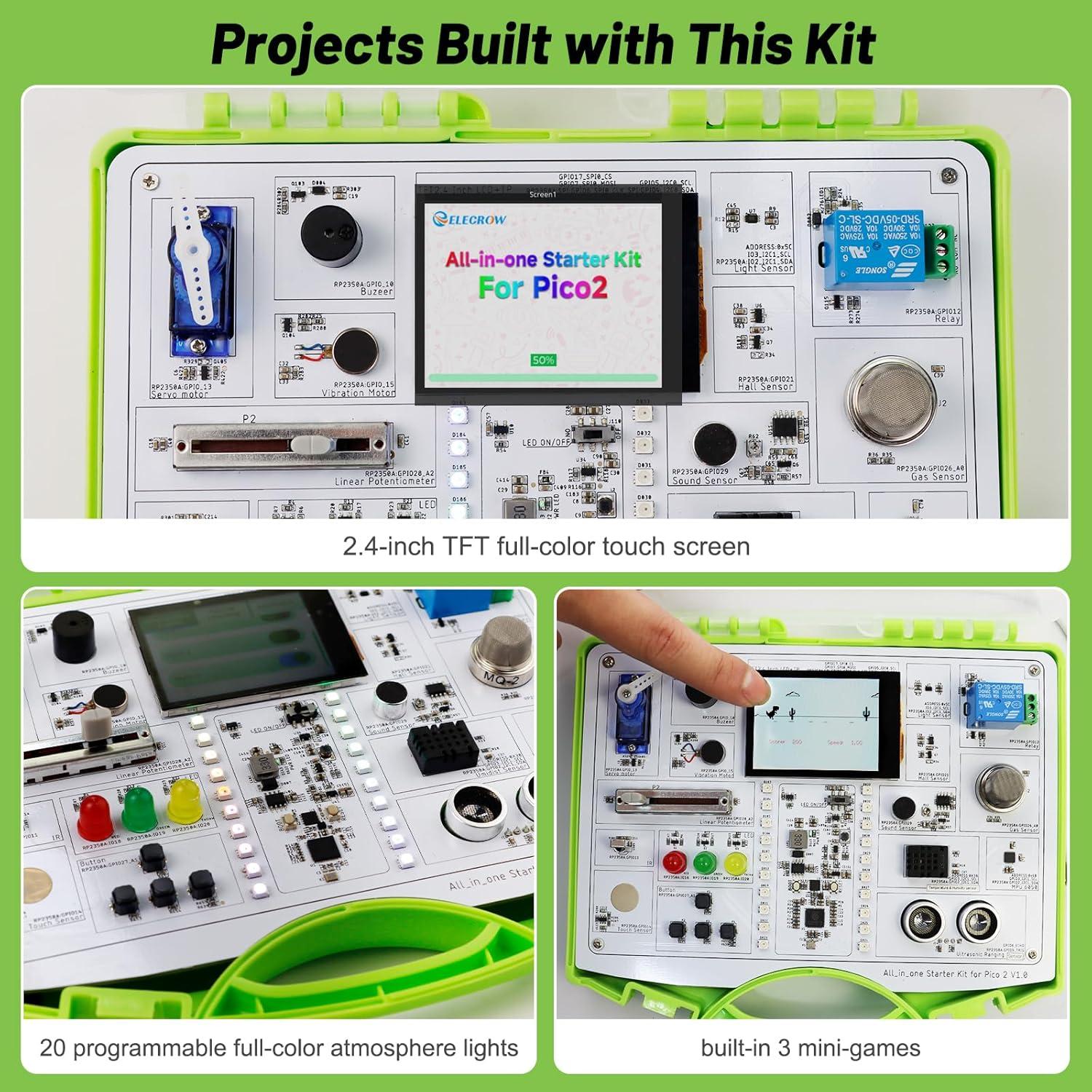 Kit de inicio ELECROW Pico 2 RP2350 con 17 sensores