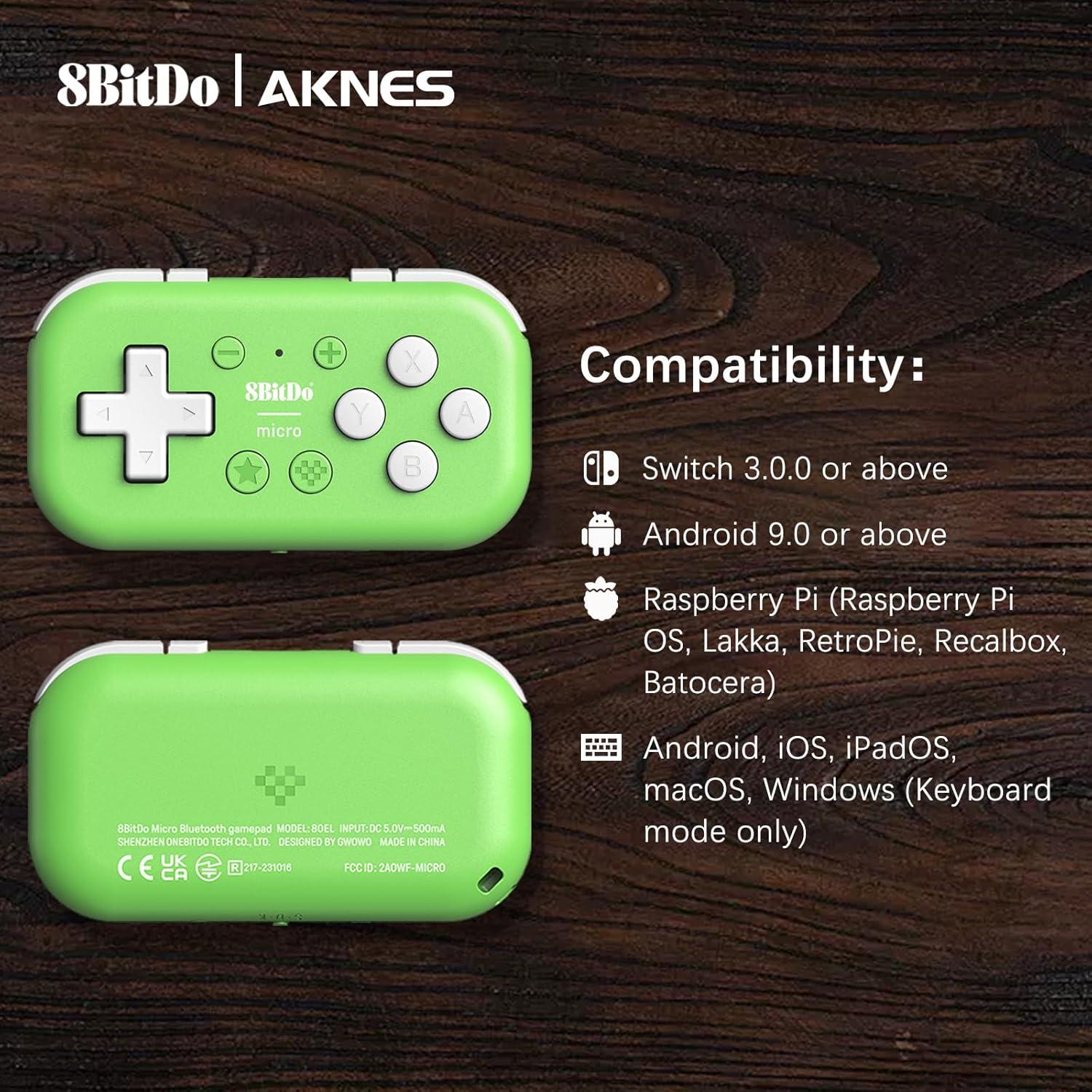 Controlador Micro Bluetooth AKNES Mini Gamepad Verde