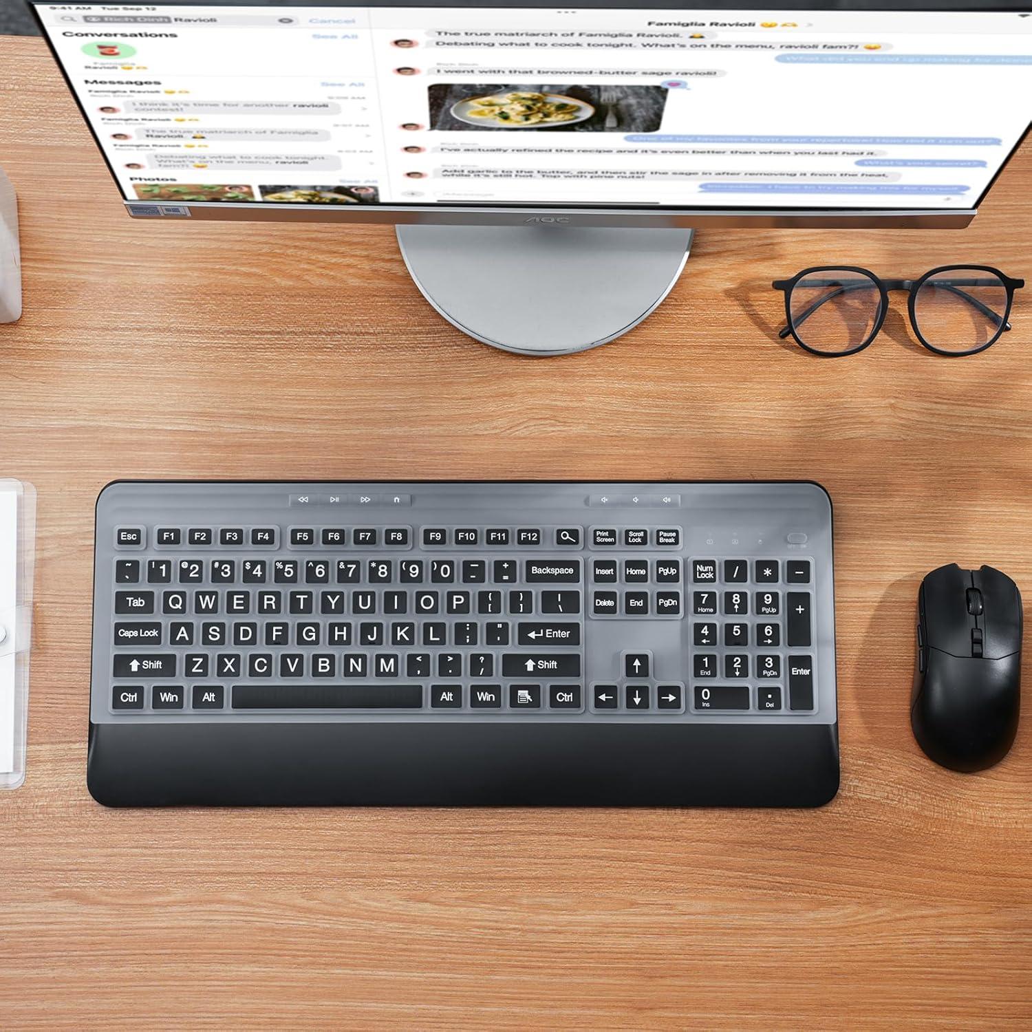 Combo Teclado y Ratón Inalámbricos KOPJIPPOM Silencioso