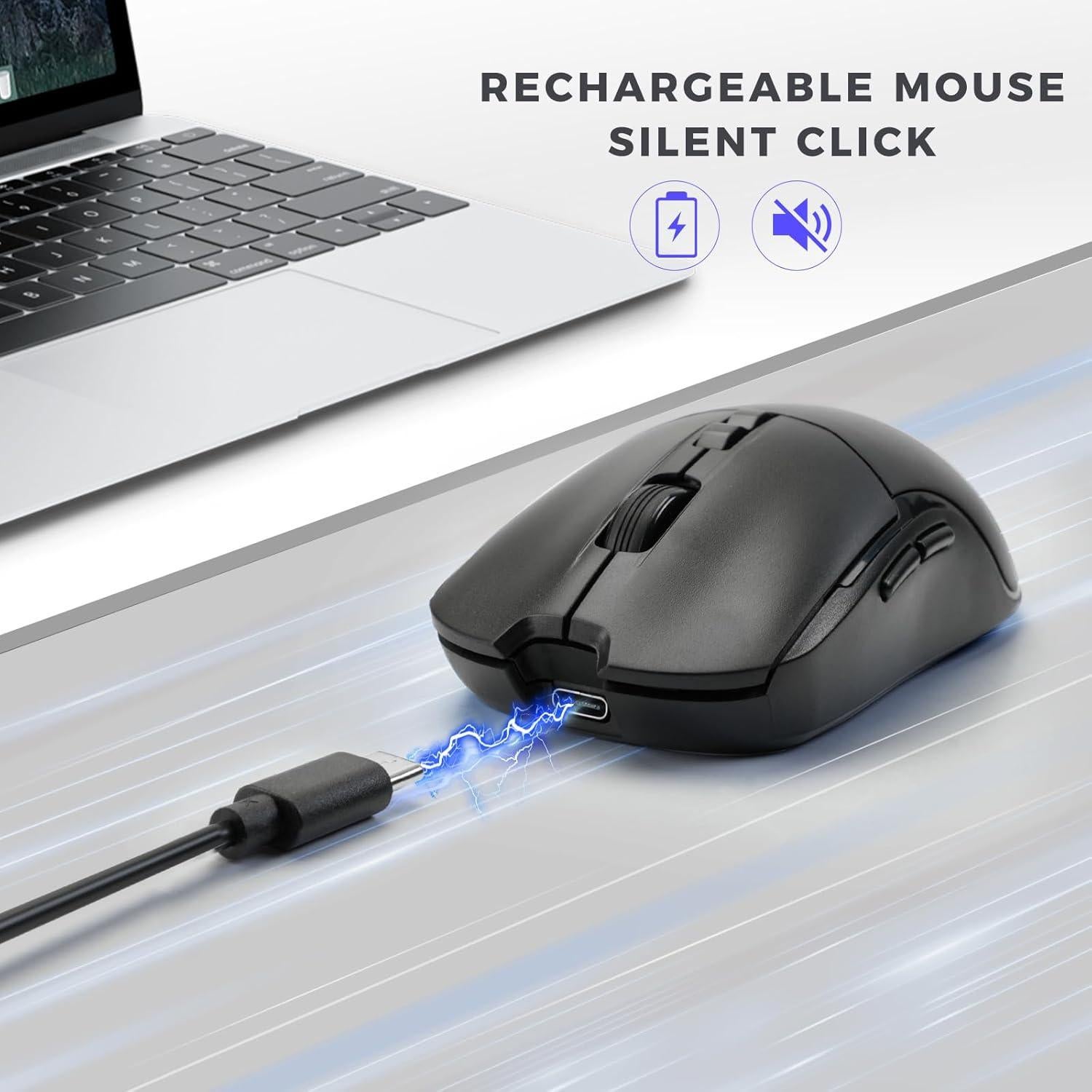 Combo Teclado y Ratón Inalámbricos KOPJIPPOM Silencioso