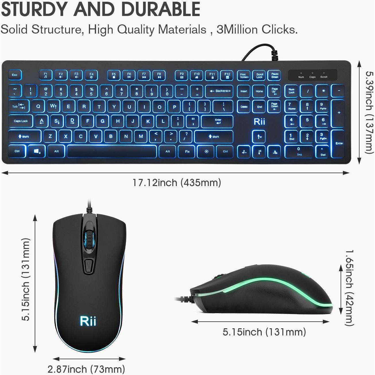 Combo Teclado y Ratón Rii RK105 Retroiluminados USB