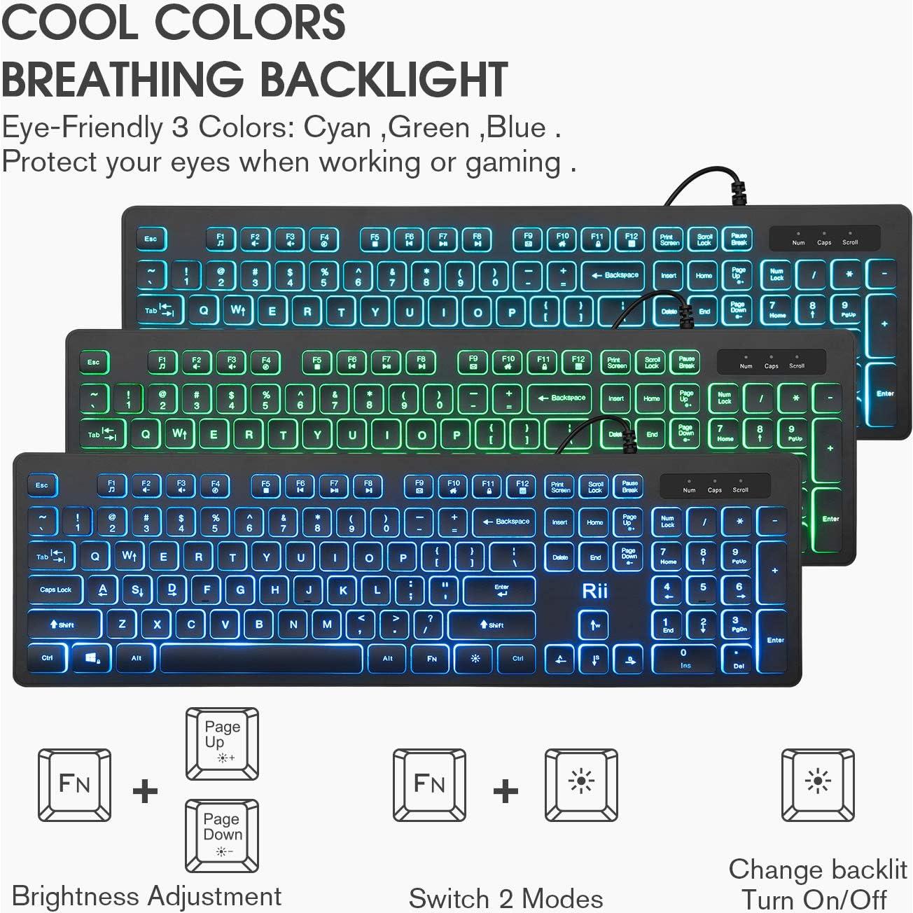 Combo Teclado y Ratón Rii RK105 Retroiluminados USB