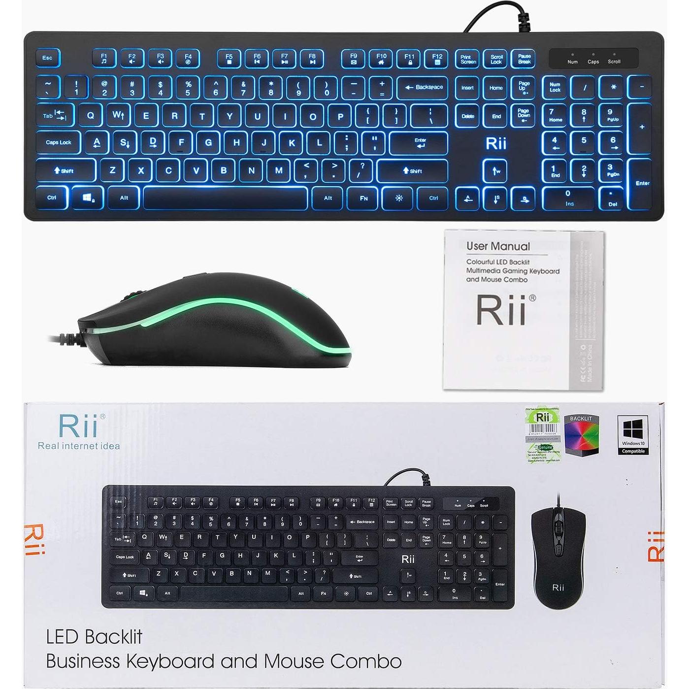 Combo Teclado y Ratón Rii RK105 Retroiluminados USB