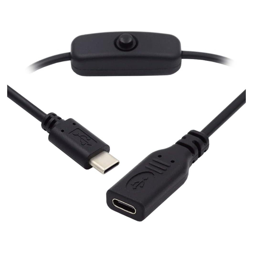 Cable USB-C macho a hembra con botón encendido Cablecc