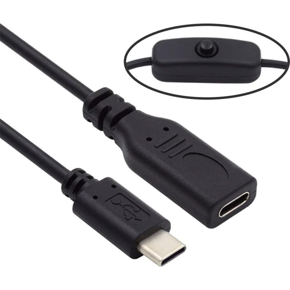 Cable USB-C macho a hembra con botón encendido Cablecc