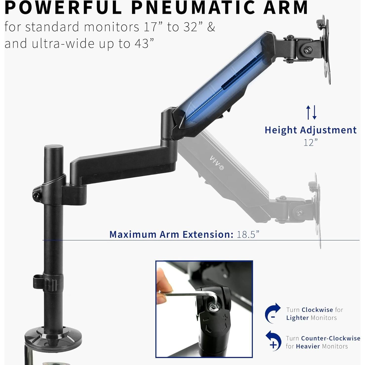 Soporte de Escritorio Articulado VIVO STAND-V101H 17-43"