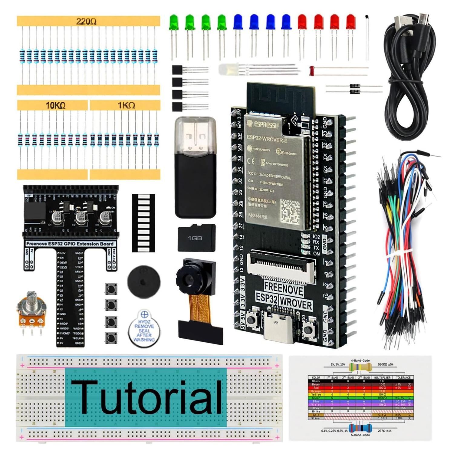 Kit de Inicio Freenove ESP32-WROVER CAM 141 Artículos