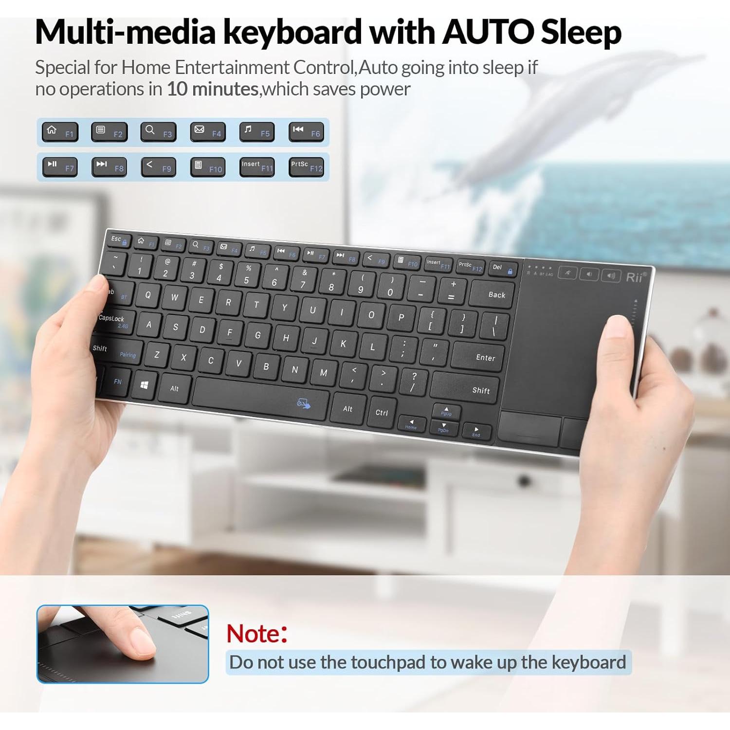 Teclado Inalámbrico Bluetooth Rii K22S Negro Recargable