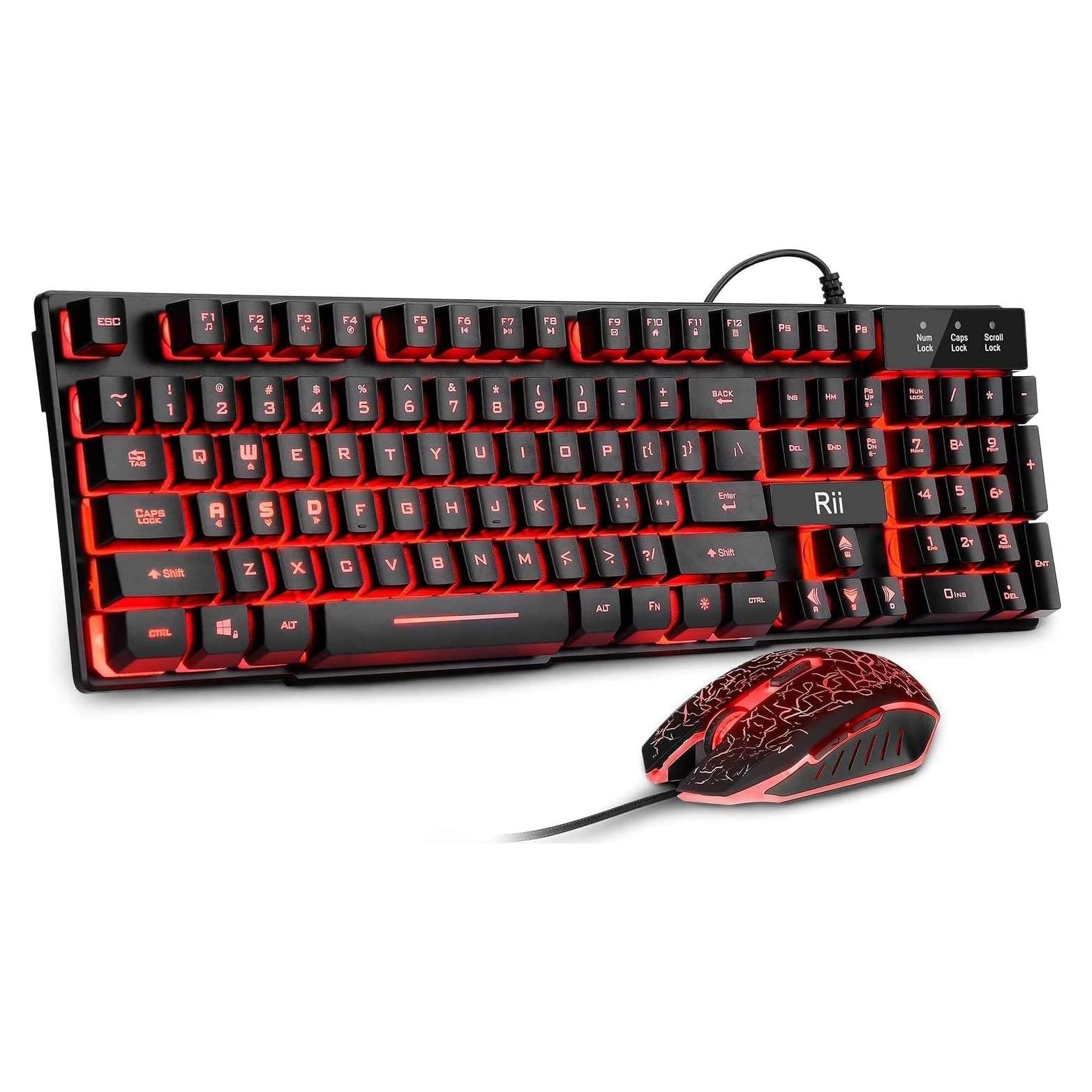 Conjunto Teclado y Ratón Gaming Rii RK108 Retroiluminado