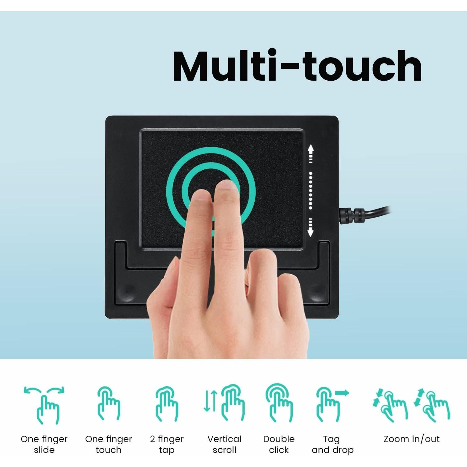 Touchpad USB Perixx PERIPAD-501 Con Cable Negro Compacto