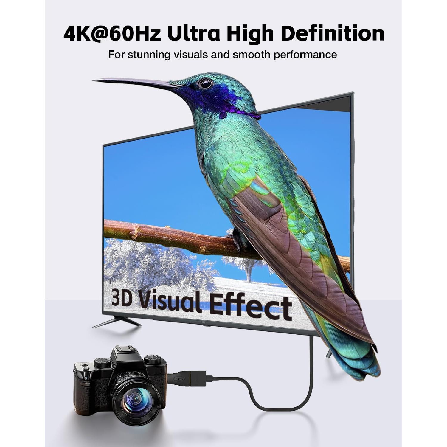 Adaptador HDMI VCE Mini HDMI a HDMI 4K - 2 Pack