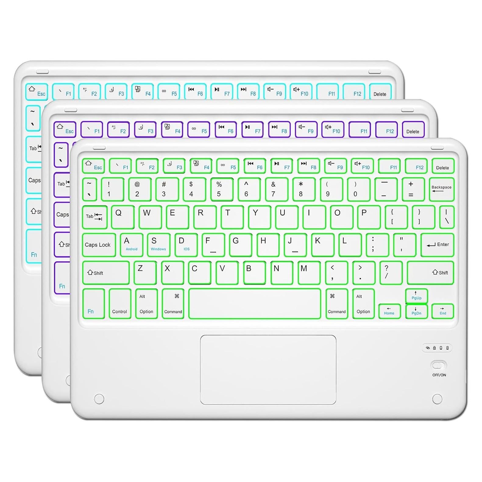 Teclado Bluetooth TOPIPRO Delgado con Retroiluminación 7 Colores y Touchpad