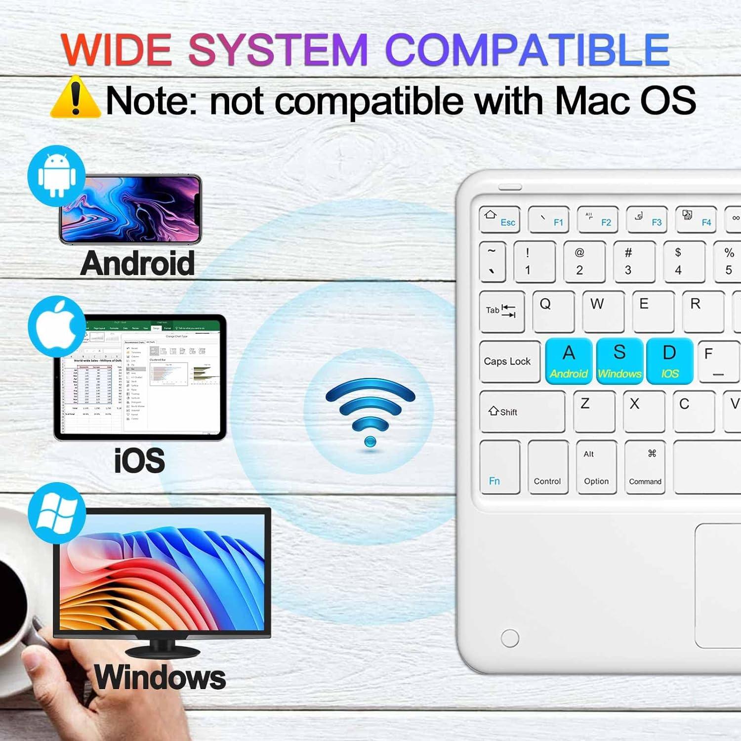 Teclado Bluetooth TOPIPRO Delgado con Retroiluminación 7 Colores y Touchpad