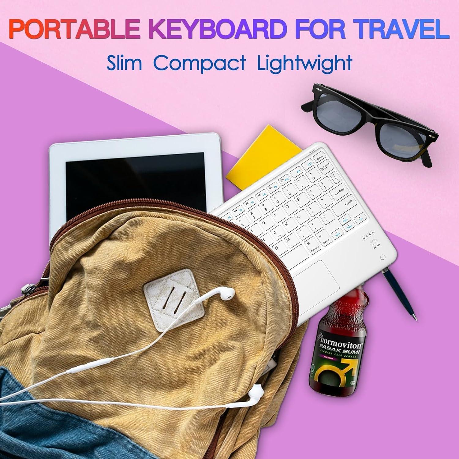 Teclado Bluetooth TOPIPRO Delgado con Retroiluminación 7 Colores y Touchpad